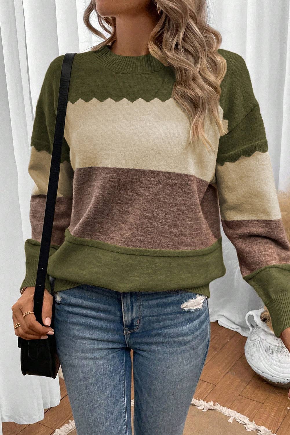 Brown Colorblock Sweater