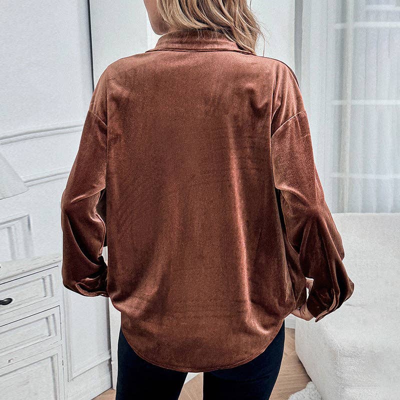 Long Sleeve Velvet Cardigan Top