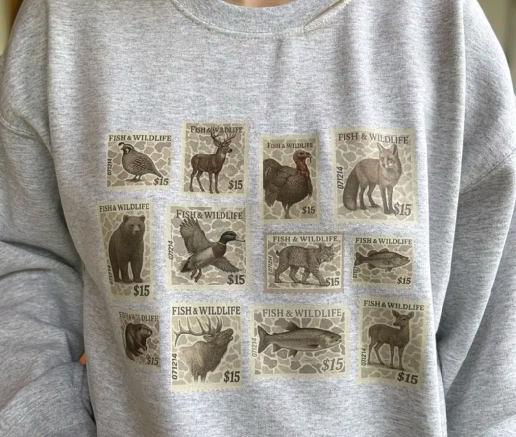 Post Stamp Animal Crew Neck