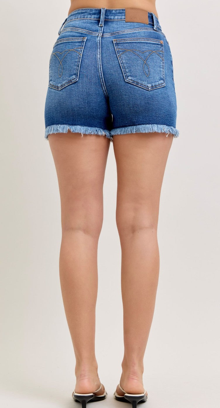 Medium Wash Frayed Judy Blue Shorts