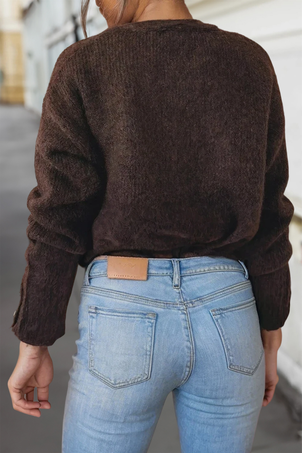 Heart Metal Button V Neck Sweater Cardigan