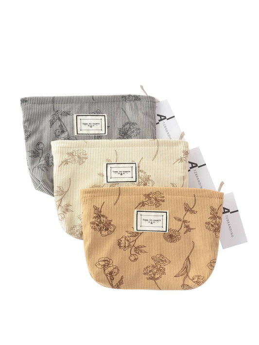 Floral Corduroy Portable Storage Bag