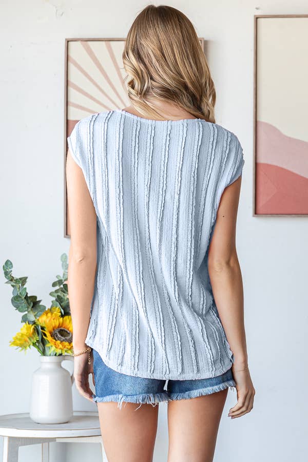 Lightweight Stripe Textured Blouse