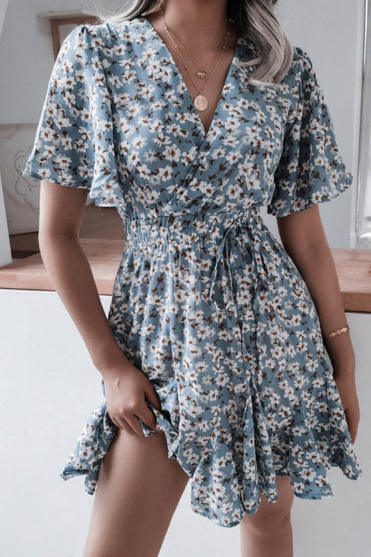 Floral Ruffle Short Dress