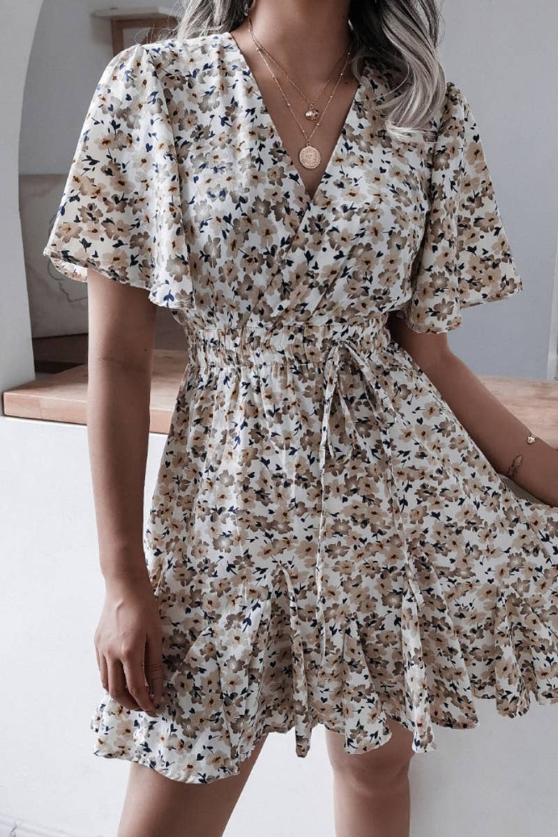 Floral Ruffle Short Dress