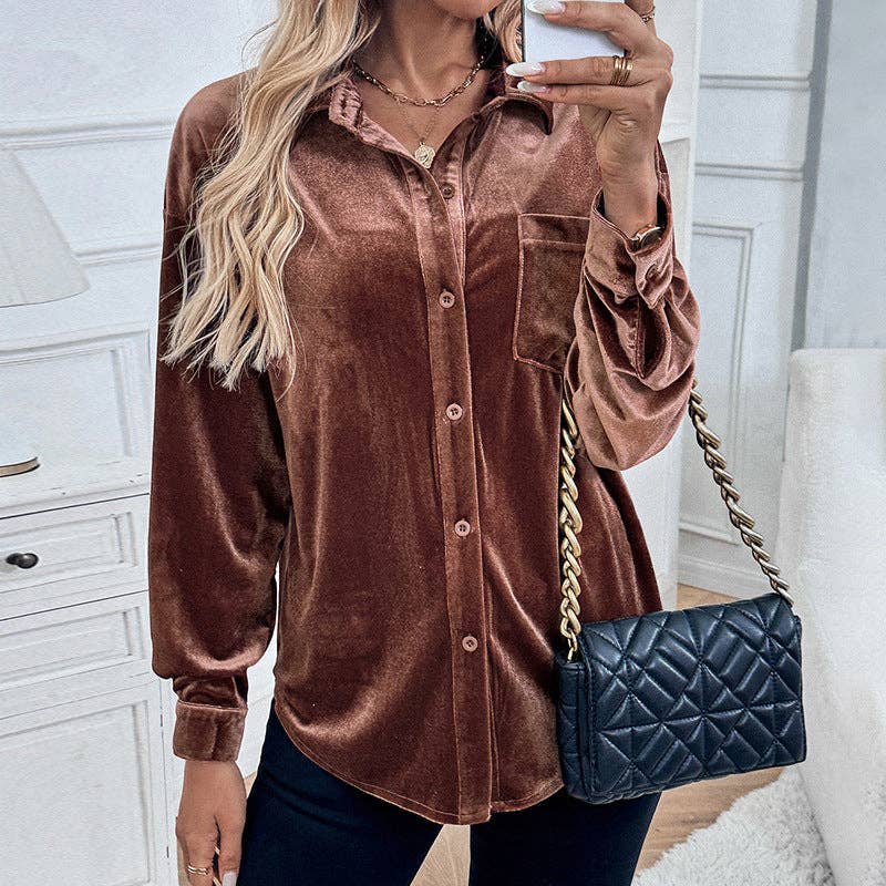 Long Sleeve Velvet Cardigan Top