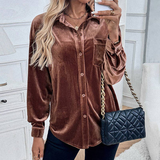 Long Sleeve Velvet Cardigan Top