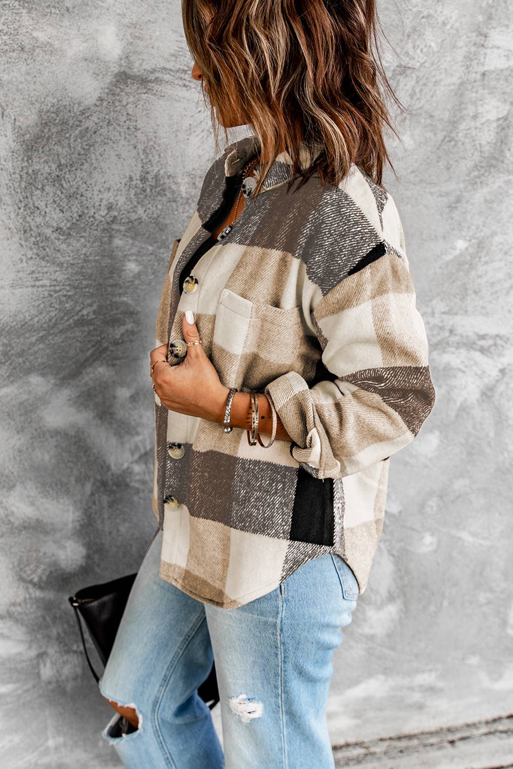Plaid Color Long Sleeve Jacket