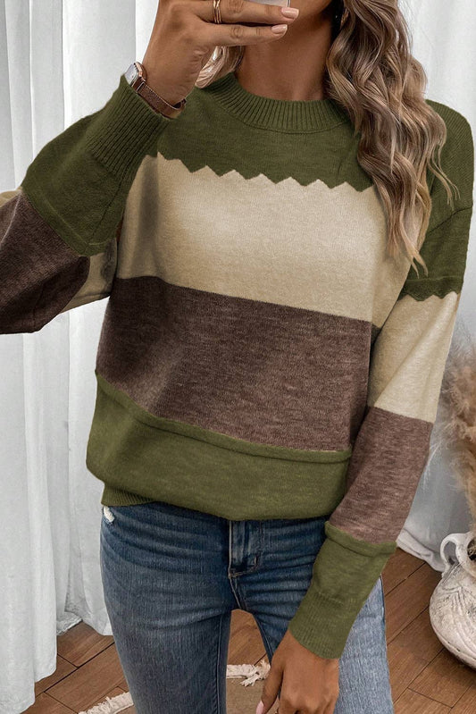 Brown Colorblock Sweater