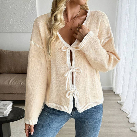 Tie Front Knit Cardigan Sweater