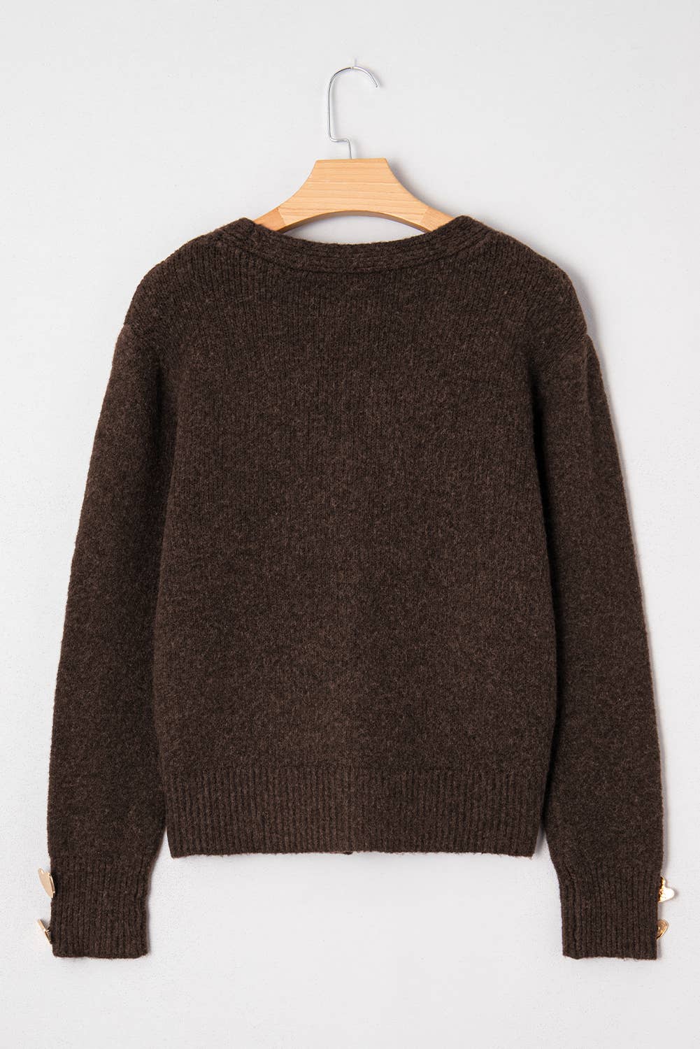 Heart Metal Button V Neck Sweater Cardigan