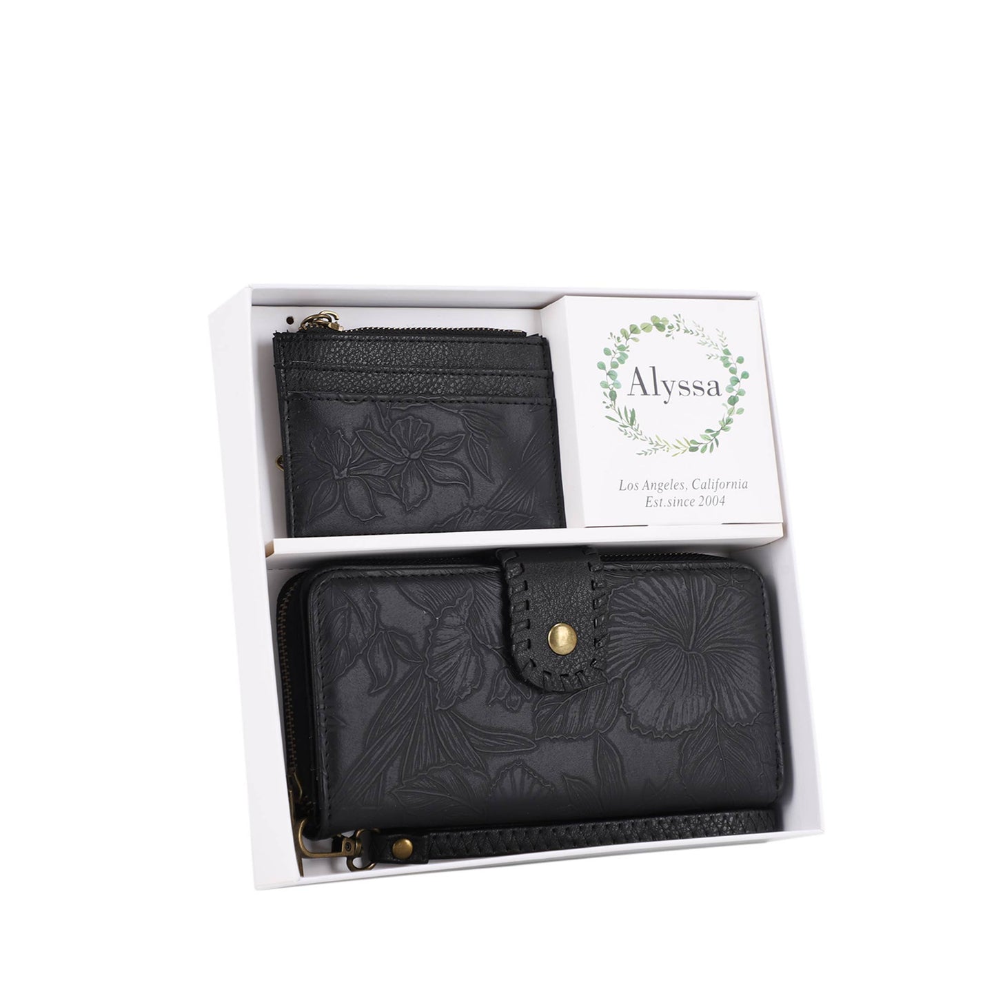 ALYSSA ZIP AROUND TOOLED WALLET WITH CARD HOLDER GIFT SET