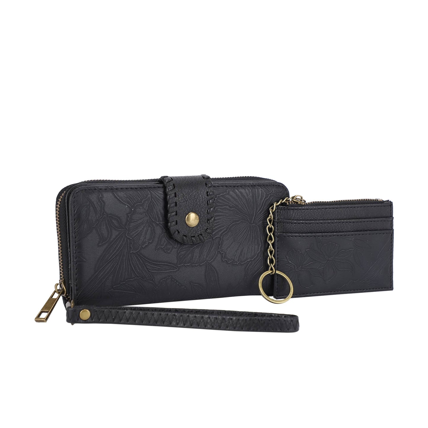ALYSSA ZIP AROUND TOOLED WALLET WITH CARD HOLDER GIFT SET