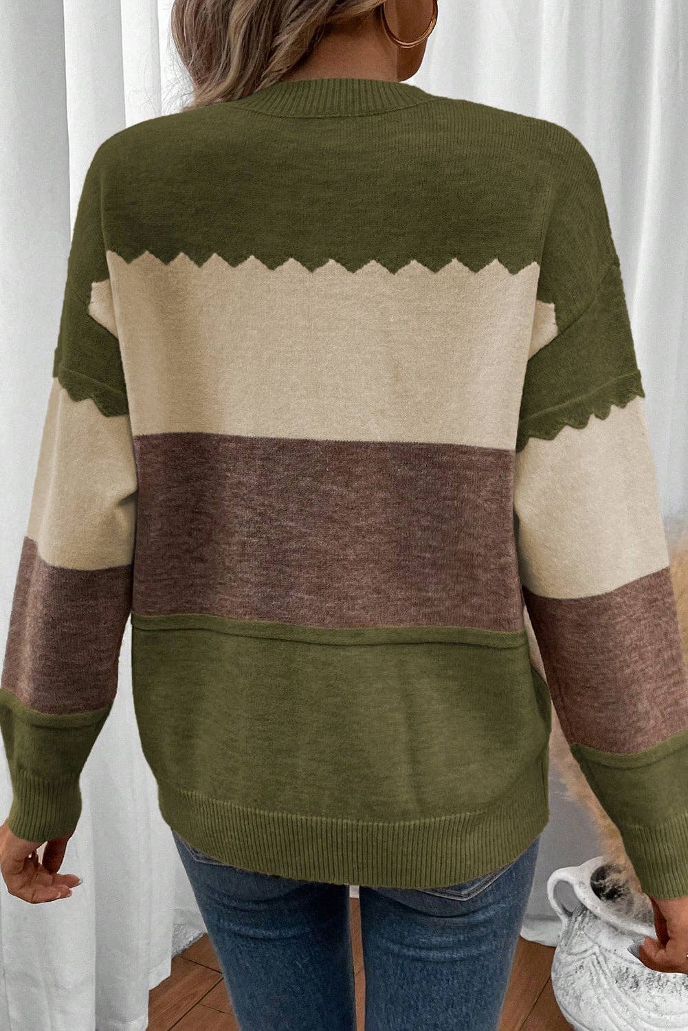 Brown Colorblock Sweater