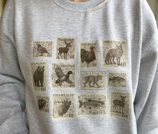 Post Stamp Animal Crew Neck