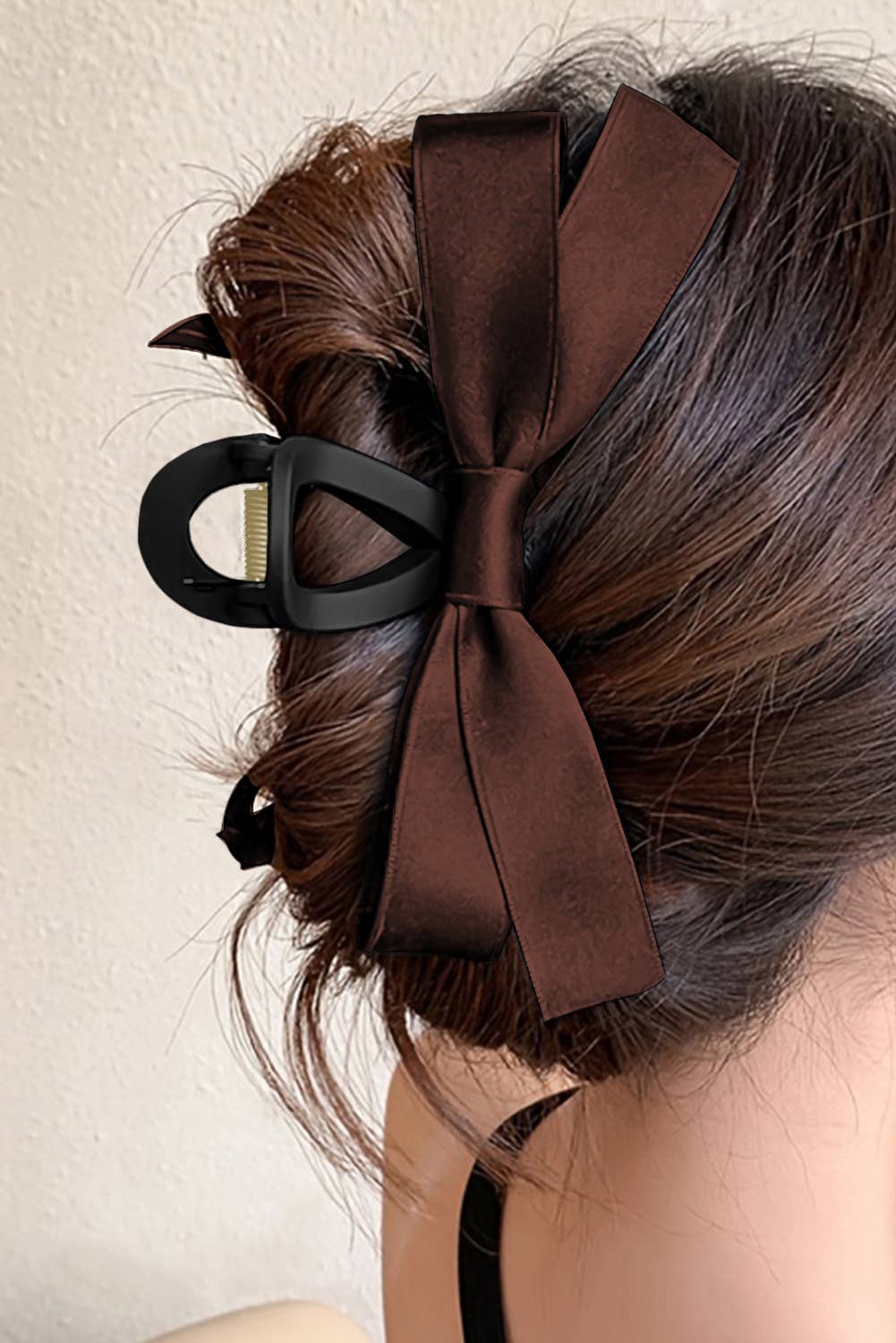 Solid Color Bow Decor Large Hair Claw Clip