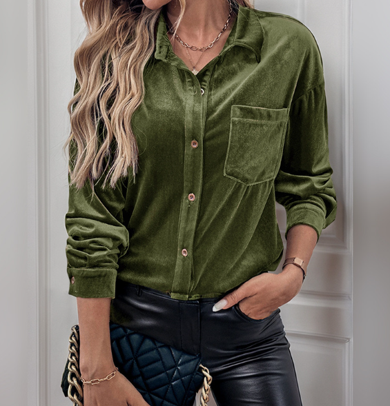 Long Sleeve Velvet Cardigan Top