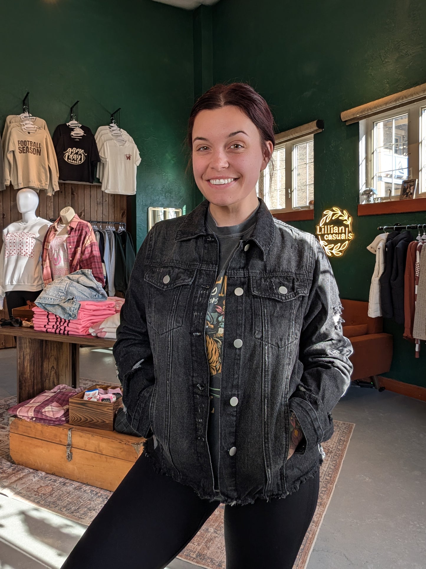 Lapel Distressed Raw Hem Buttons Denim Jacket